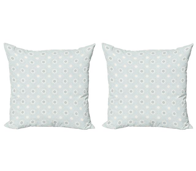 Pillow Cushion Cover, Moroccan, Pale Blue White (Set of 2) East Urban Home on Productcaster.