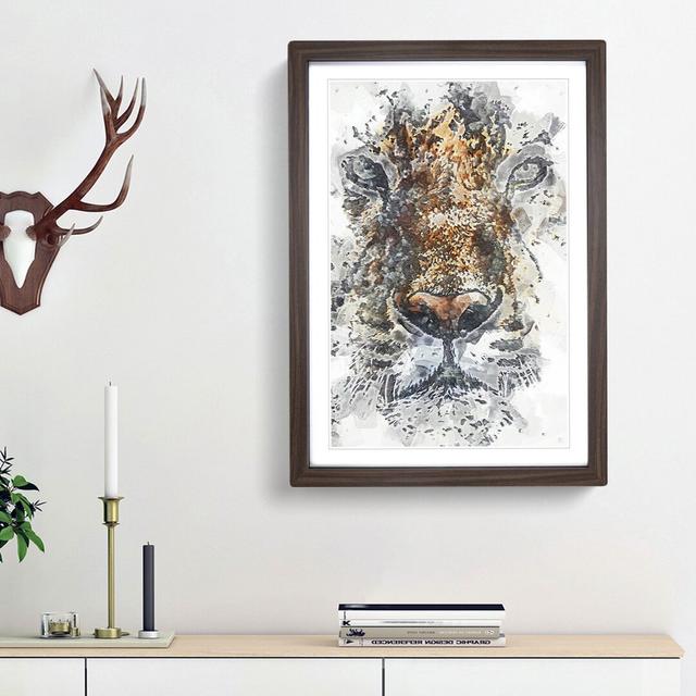 Stare of the Tiger in Abstract - Picture Frame Painting Print East Urban Home Frame Option: Walnut Framed, Size: 36cm H x 27cm W x 2cm D on Productcaster.