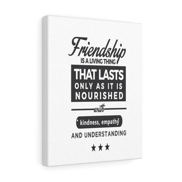 Friendship is a Living Thing - Wrapped Canvas Typography Blue Elephant on Productcaster.