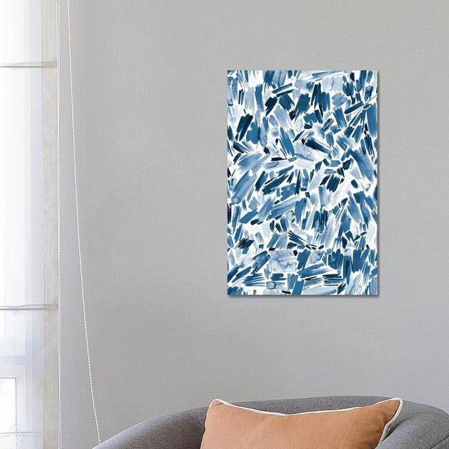 Watercolor Abstract Strokes Indigo by Ninola Design - Wrapped Canvas Painting Metro Lane Size: 66.04cm H x 45.72cm W x 3.81cm D on Productcaster.