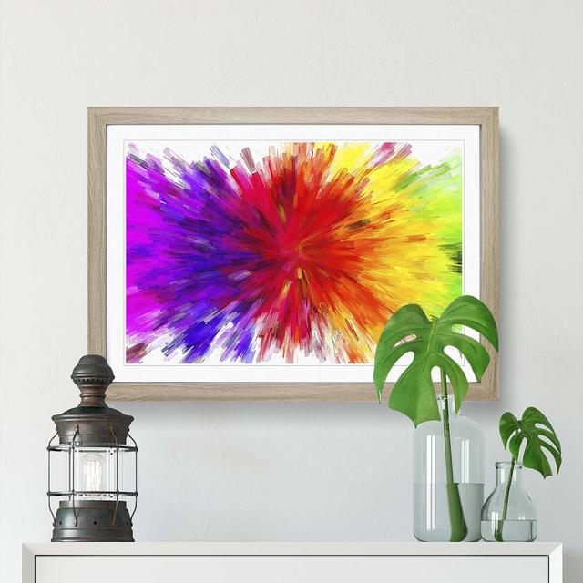 Rainbow Explosion in Abstract - Picture Frame Painting Print East Urban Home Frame Option: Oak, Size: 40cm H x 60cm W x 2cm D on Productcaster.