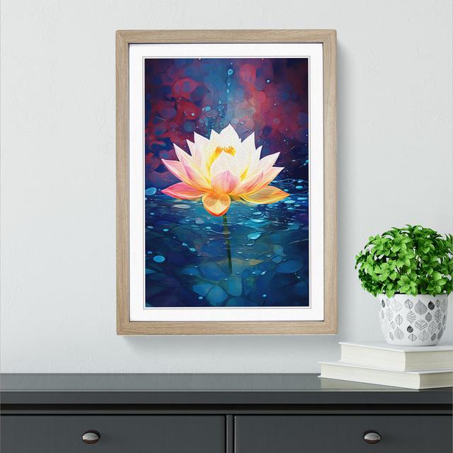 Lotus Flower Modern - Single Picture Frame Print on Wood Marlow Home Co. Frame Colour: Oak, Size: 34cm H x 25cm W x 2cm D on Productcaster.