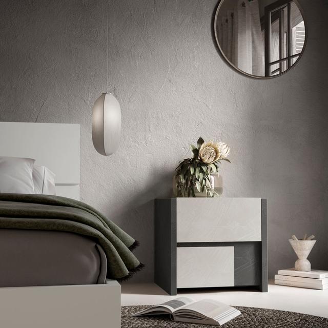 Venezia - Design Nightstand Assembled 17 Stories Colour: Lead Stucco/White Stucco on Productcaster.