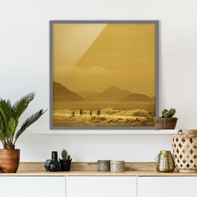 Picture With Frame - Gold Coast - Square 1:1 Highland Dunes Size: 70cm H x 70cm W x 2cm D, Frame Option: Grey Framed on Productcaster.