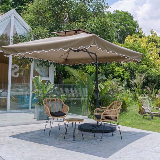 2.5m Square Cantilever Parasol Sol 27 Outdoor Fabric Colour: Khaki on Productcaster.