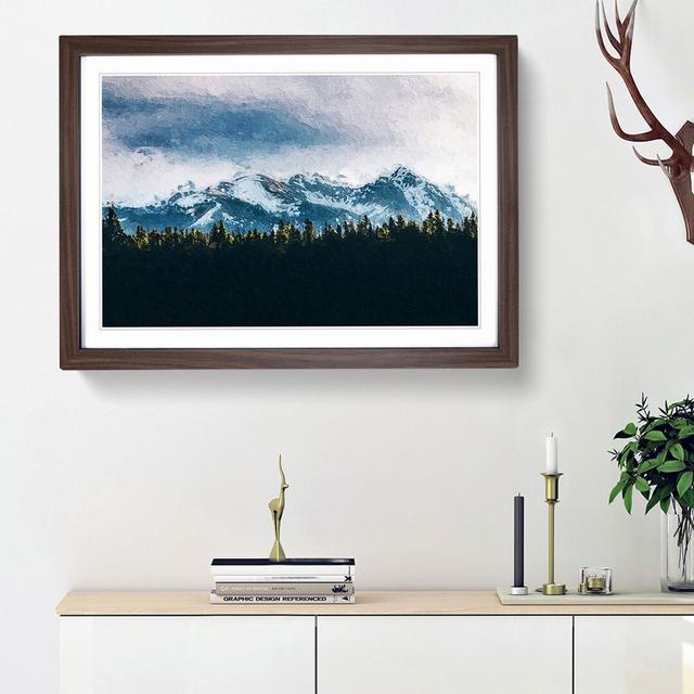 Mountains Behind the Forest - Picture Frame Painting Print East Urban Home Frame Option: Walnut Framed, Size: 27cm H x 36cm W x 2cm D on Productcaster.