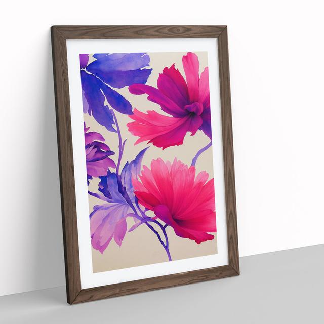 Water Painted Flowers No.6 - Picture Frame Graphic Art Marlow Home Co. Size: 64cm H x 46cm W, Format: Walnut Framed on Productcaster.