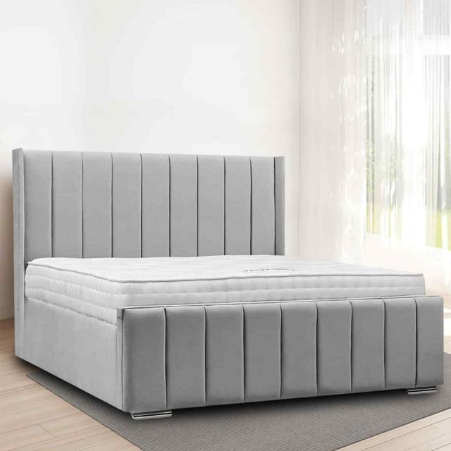 Nicolo Bed Single Plush Velvet Silver Envisage Trade Size: Super King (6'), Colour: Silver on Productcaster.