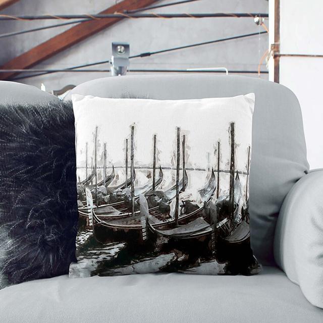 Docked Gondolas in Venice Italy in Abstract Cushion with Filling East Urban Home Size: 55cm H x 55cm W x 20cm D, Backing Colour: Stone on Productcaster.