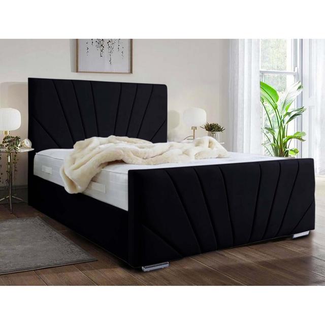 Ebenezer Upholstered Platform Bed Etta Avenue Colour: Black, Size: Super King (6') on Productcaster.