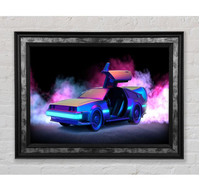 Delorean Smoke - Print Brayden Studio Size: 21cm H x 42cm W x 8cm D, Format: Silver Black Framed Paper on Productcaster.