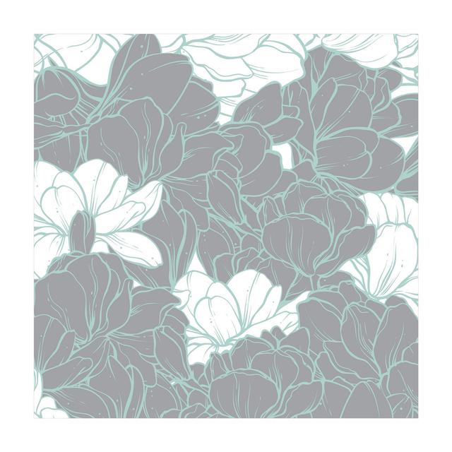 George-James Magnolia Sea of Flowers White/Grey/Mint Indoor/Outdoor Rug East Urban Home Rug Size: Square 60cm on Productcaster.