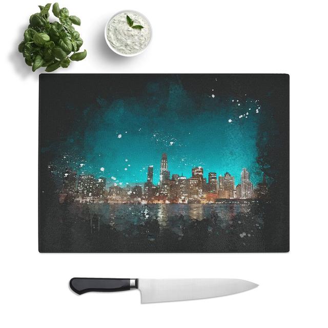 Tempered Glass Reflection of the San Francisco Skyline Chopping Board East Urban Home Size: 20 cm x 28.5 cm on Productcaster.