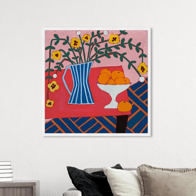 Colourful Flower And Fruit Vase Kitchen Decor, - Single Picture Frame Print Oliver Gal Format: White Framed, Size: 101.6cm H x 101.6cm W on Productcaster.