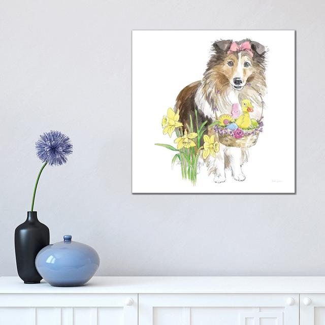 Easter Pups II by Beth Grove - Wrapped Canvas Painting Ophelia & Co. Size: 45.72cm H x 45.72cm W x 3.81cm D on Productcaster.