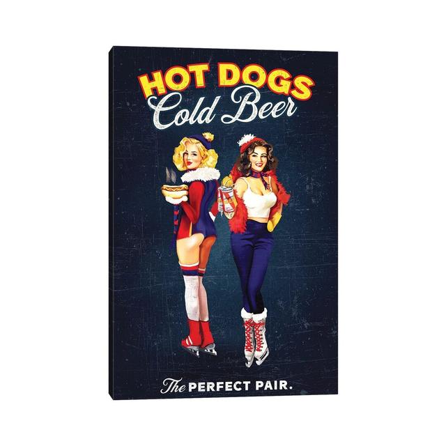 Hot Dogs Beer Hockey - Wrapped Canvas Advertisement Wayfair Samples Size: 45.72cm H x 30.48cm W x 1.91cm D on Productcaster.