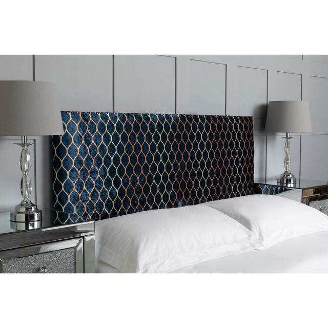 Upholstered Headboard, Argyle Marble Velvet Designer Fabric, Made In England Canora Grey Upholstery: Navy, Size: Small Double (4') on Productcaster.