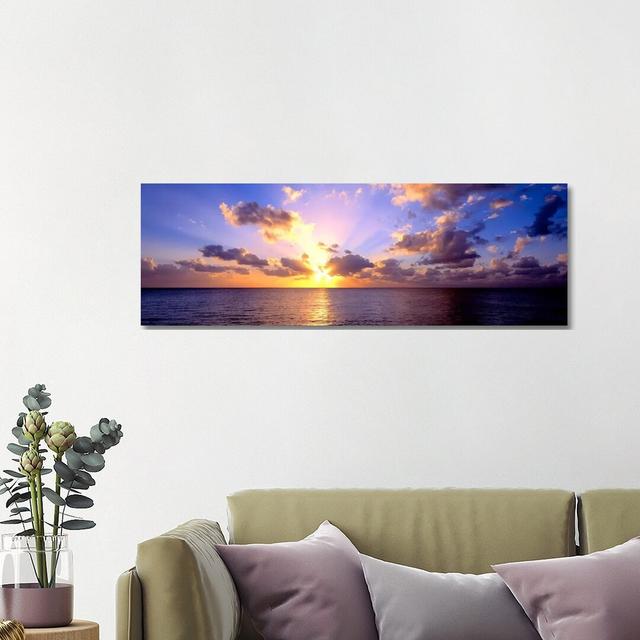 Sunset 7 Mile Beach Cayman Islands Caribbean - Photograph Print on Canvas Ebern Designs Format: Wrapped Canvas, Size: 40.64cm H x 121.92cm W x 3.81cm on Productcaster.