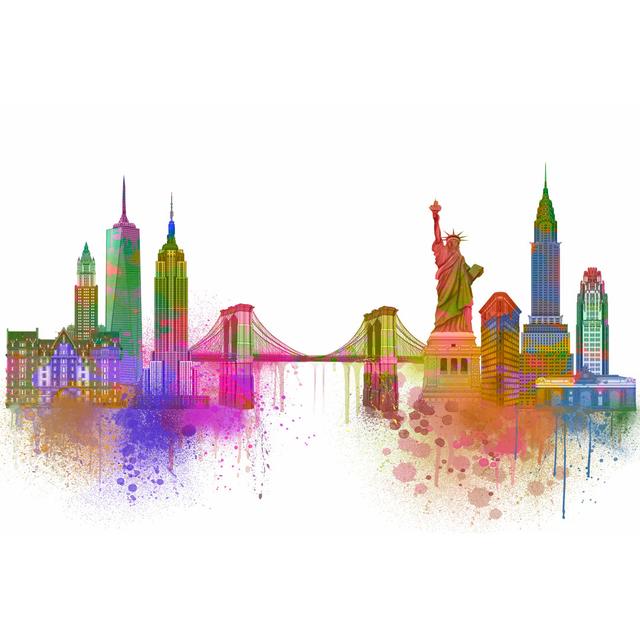 New York Skyline Rainbow Bright - Wrapped Canvas Art Prints Rosalind Wheeler Size: 51cm H x 76cm W on Productcaster.