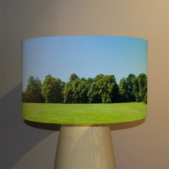 Beauty Landscape of Grass Field with Forest Trees and Environment Public Park with Sun Rays 40cm Canvas Drum Pendant Shade East Urban Home on Productcaster.