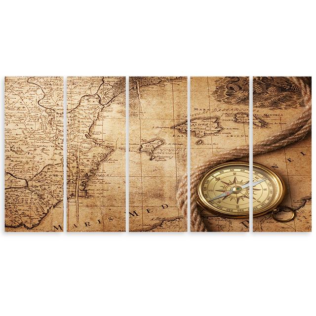 Leinwandbild Old World Map Retro Longshore Tides Größe: 80 cm H x 200 cm B on Productcaster.