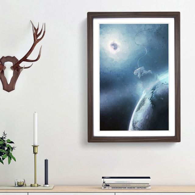 Astronaut by the Moon in Abstract - Picture Frame Painting Print on MDF East Urban Home Frame Option: Walnut Framed, Size: 48cm H x 36cm W x 2cm D on Productcaster.