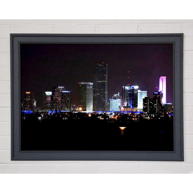 Miami City Lights Framed Print Ebern Designs Size: 21cm H x 29.7cm W x 1.5cm D on Productcaster.