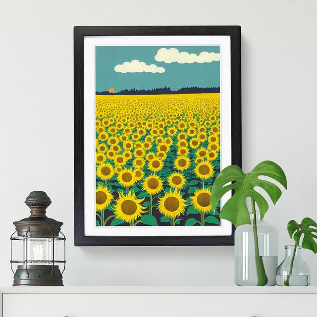 Sunflower Field Painting Vol.5 - Picture Frame Print Big Box Art Frame Option: Oak, Size: 46cm H x 25cm W x 2cm D on Productcaster.