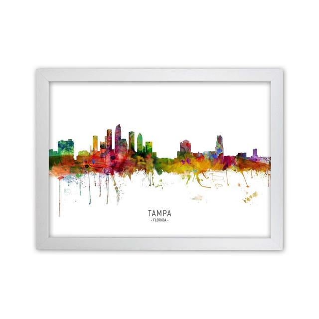 Tampa Florida Skyline by Michael Tompsett - Graphic Art Ebern Designs Size: 34cm H x 46cm W x 3cm D, Format: White Framed on Productcaster.