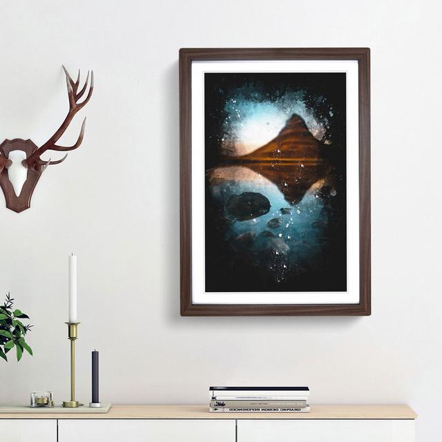 Kirkjufell Mountain In Iceland Paint Splash - Picture Frame Graphic Art East Urban Home Size: 33cm H x 24cm W x 2cm D, Frame Option: Walnut Framed on Productcaster.