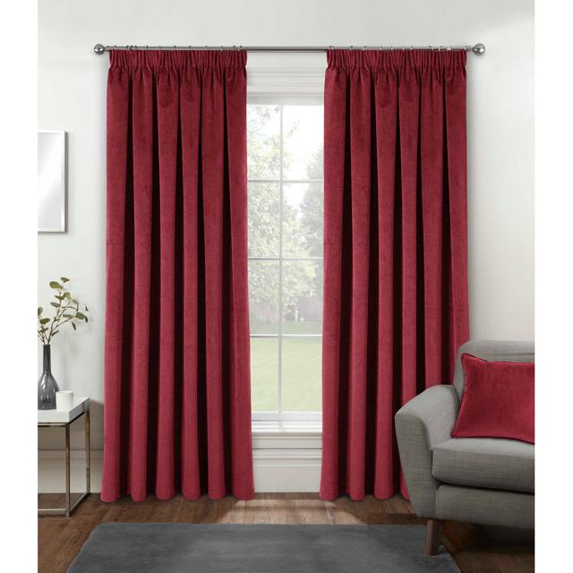 Alene Polyester Blackout Pinch Pleat Curtain Pair Brayden Studio Panel Size: 168cm Width x 229cm Drop, Colour: Red on Productcaster.