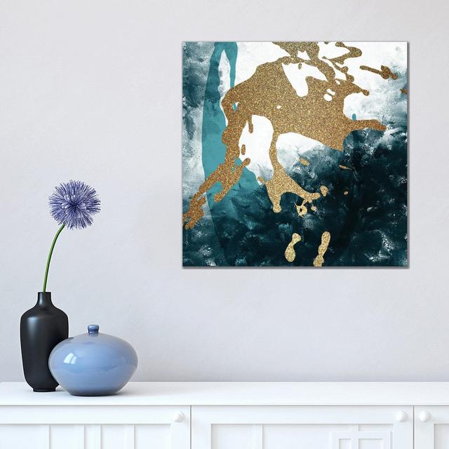 Teal Gold Splash II by Kimberly Allen - Wrapped Canvas Painting Ivy Bronx Size: 45.72cm H x 45.72cm W x 3.81cm D on Productcaster.