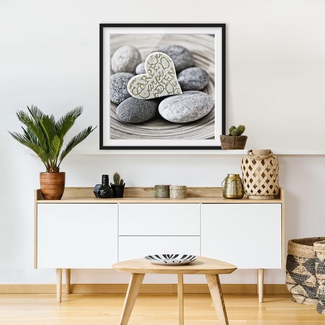 Carpe Diem Heart with Stones - Picture Frame Graphic Art Ebern Designs Size: 50cm H x 50cm W x 2cm D, Frame Option: Black on Productcaster.