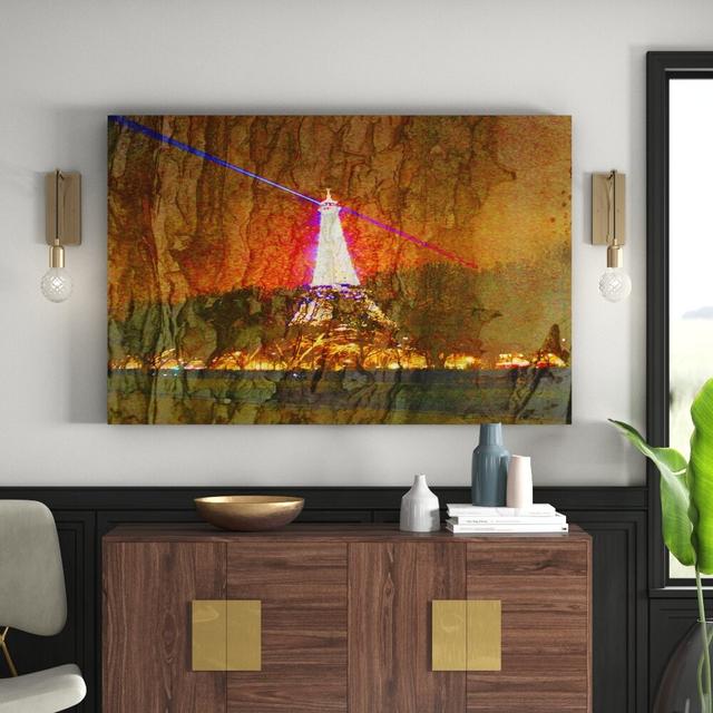 French Tower Lights Graphic Art Wrapped on Canvas East Urban Home Size: 101 cm H x 152 cm W x 4 cm D on Productcaster.