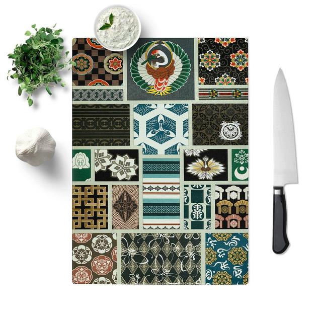 Glass Japanese Themed Patterns by Albert Racinet Chopping Board East Urban Home Size: 28.5 cm W x 20 cm L on Productcaster.