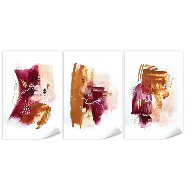 Autumnal Bliss - 3 Piece Graphic Art Set on Canvas Clock Canvas Format: Unframed, Size: 90cm H x 180cm W x 0.1cm D on Productcaster.