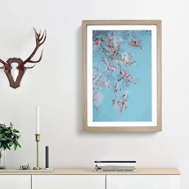 Beautiful Pink Cherry Blossom in Abstract - Picture Frame Graphic Art Print East Urban Home Frame Option: Oak Framed, Size: 65cm H x 48cm W x 2cm D on Productcaster.