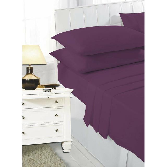 Harwill 132 Thread Count Fitted Sheet Ebern Designs Size: Super King (6'), Colour: Plum on Productcaster.