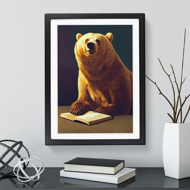 Bear Reading - Picture Frame Graphic Art Happy Larry Frame Colour: Black Framed, Size: 46cm H x 34cm W x 2cm D on Productcaster.