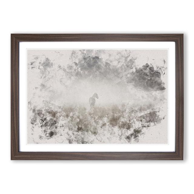 Horse in the Mist - Picture Frame Graphic Art East Urban Home Size: 27cm H x 36cm W x 2cm D, Frame Option: Walnut Framed on Productcaster.