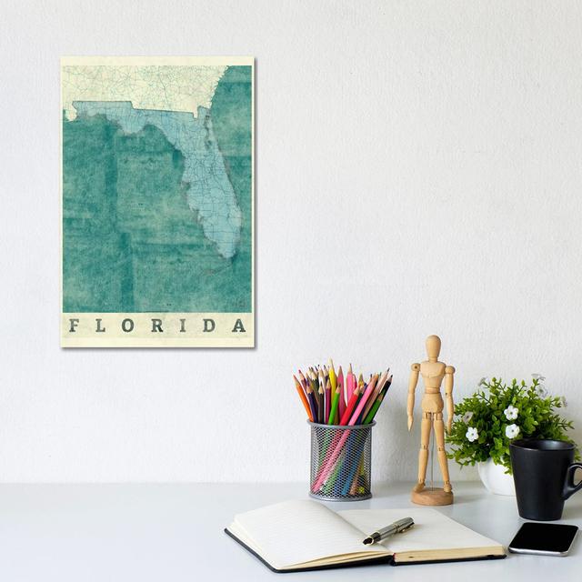 Florida Map by Hubert Roguski - Wrapped Canvas Print Borough Wharf Size: 30.48cm H x 20.32cm W x 1.91cm D on Productcaster.