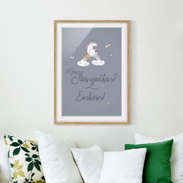 My Sign - Unicorn Picture Frame Graphic Art Print on Paper East Urban Home Frame Options: Natural oak, Size: 55 cm H x 40 cm W on Productcaster.