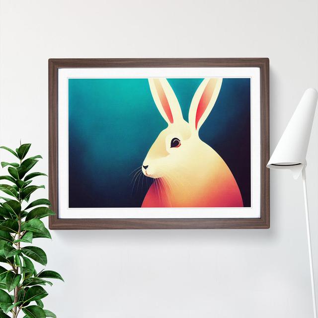 Rabbit Modern Art - Picture Frame Graphic Art Brambly Cottage Size: 46cm H x 64cm W x 2cm D, Frame Colour: Walnut Framed on Productcaster.