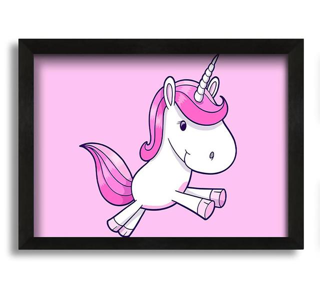 Leaping Unicorn Pink Framed Print Zoomie Kids on Productcaster.