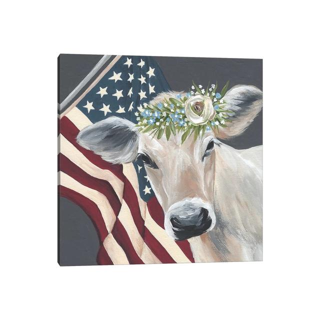 Patriotic Cow Maturi Format: Wrapped Canvas, Size: 93.98cm H x 93.98cm W x 1.91cm D on Productcaster.