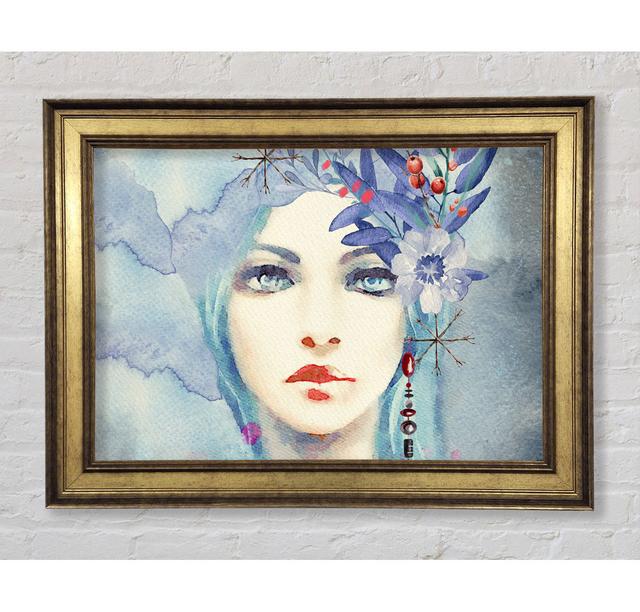 Blue Face Woman Watercolour - Single Picture Frame Art Prints Bright Star Size: 59.7cm H x 84.1cm W x 8cm D on Productcaster.