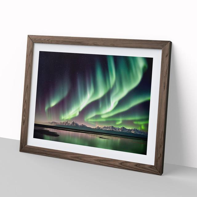 Magnetic Northern Lights - Picture Frame Graphic Art Metro Lane Size: 34cm H x 46cm W x 2cm D, Frame Colour: Walnut on Productcaster.