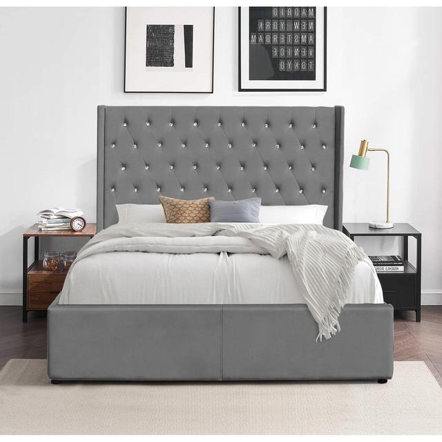 Lynndyl Upholstered Ottoman Storage Bed with Mattress Rosdorf Park Size: Kingsize (5'), Colour: Steel on Productcaster.