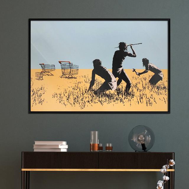 Gerahmter Grafikdruck Banksy Trolley Hunters ModernMoments Größe: 40 cm H x 60 cm B x 1,5 cm T, Rahmenauswahl: Schwarzer Rahmen on Productcaster.