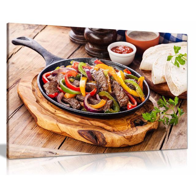 Mexican Restuarant Food Beef Fajitas - Wrapped Canvas Print Ebern Designs Size: 61cm H x 91cm W on Productcaster.